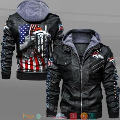 NFL Denver Broncos hold American flag 2d Leather Jacket LJ1984