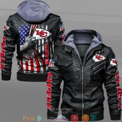 NFL Kansas City Chiefs hold American flag 2d Leather Jacket LJ2002