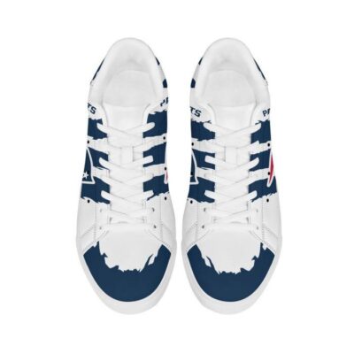 New England Patriots Low Top Leather Stan Smith Shoes - White Sole SST1570 3 New England Patriots Low Top Leather Skate Shoes Tennis Shoes Sneaker For Fans White Sole 3