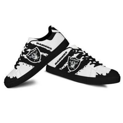 Oakland Raiders Low Top Leather Stan Smith Shoes - Black Sole SST1642 2 Sneaker For Fans - Black Sole