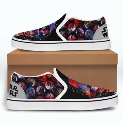 Star Wars Darth Vader Purple Black Bling Patterns Disney Graphic Cartoon Unisex Slip On Low Top Canvas Shoes 2