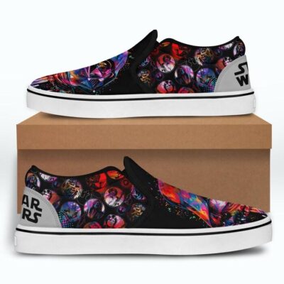 Star Wars Darth Vader Purple Black Bling Patterns Disney Graphic Cartoon Unisex Slip On Low Top Canvas Shoes 3