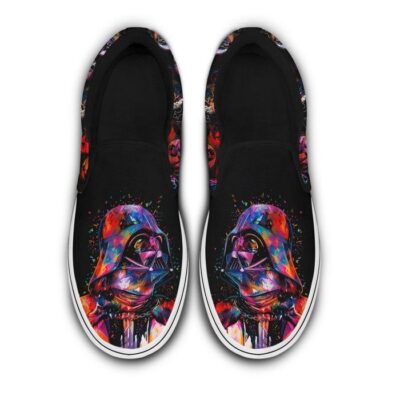 Star Wars Darth Vader Purple Black Bling Patterns Disney Graphic Cartoon Unisex Slip On Low Top Canvas Shoes 4