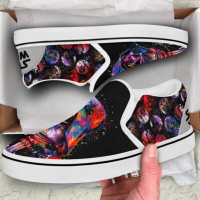 Star Wars Darth Vader Purple Black Bling Patterns Disney Graphic Cartoon Unisex Slip On Low Top Canvas Shoes