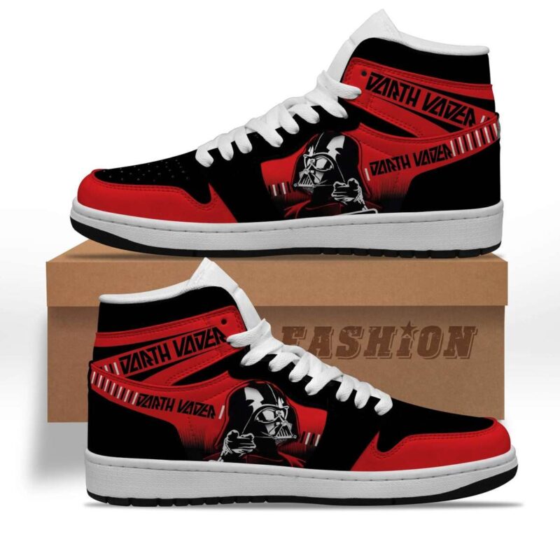 Star Wars Darth Vader Red Black Air Jordan 1 High Top Sneakers Custom Shoes For Fans 1