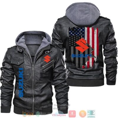 Suzuki US Flag Leather Jacket LJ2547