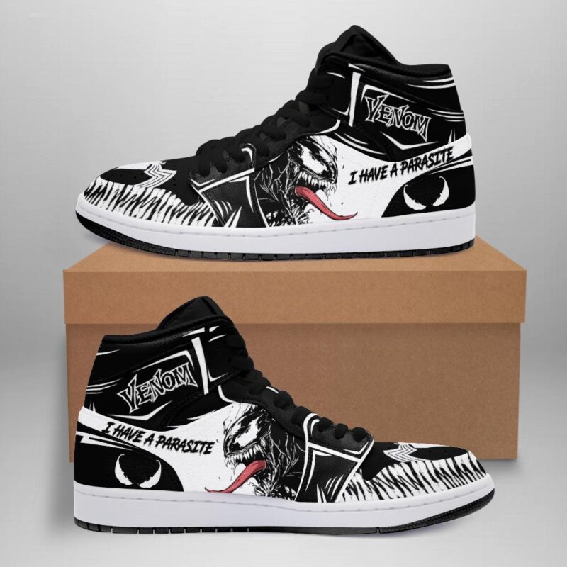 Venom I Have A Parasite Black And White Air Jordan 1 High Top Sneakers Custom Shoes 1