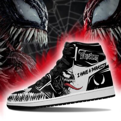 Venom I Have A Parasite Black And White Air Jordan 1 High Top Sneakers Custom Shoes 2
