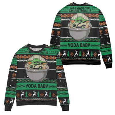 All I Want For Christmas Is Yoda Baby Ugly Christmas Sweater