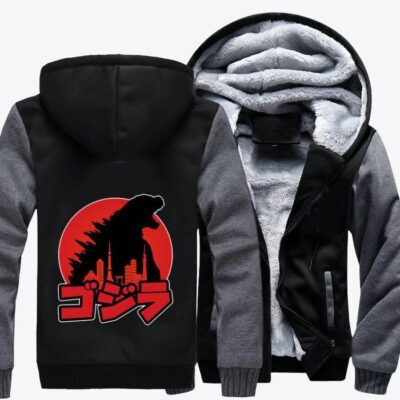 Angry Godzilla Godzilla Fleece Zip Hoodie Jacket 2