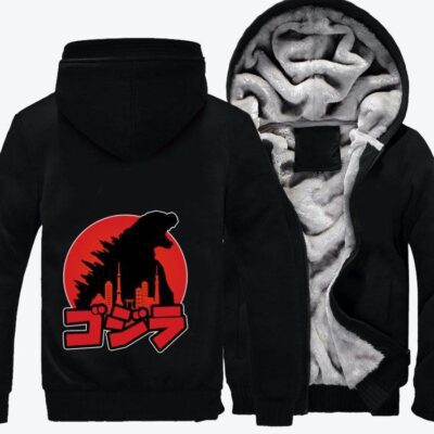 Angry Godzilla Godzilla Fleece Zip Hoodie Jacket 3