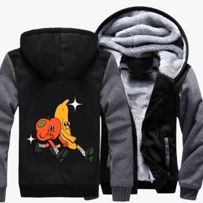 Apples And Bananas Are Best Friends Fruit Fleece Zip Hoodie Jacket 2