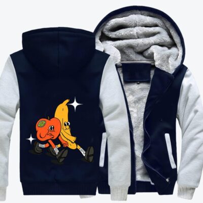 Apples And Bananas Are Best Friends Fruit Fleece Zip Hoodie Jacket