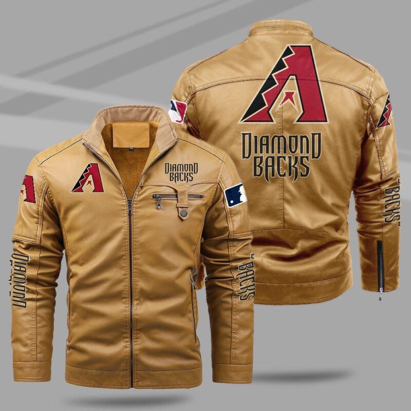 Arizona Diamondbacks Fleece Leather Jacket CFLJ044 1 1