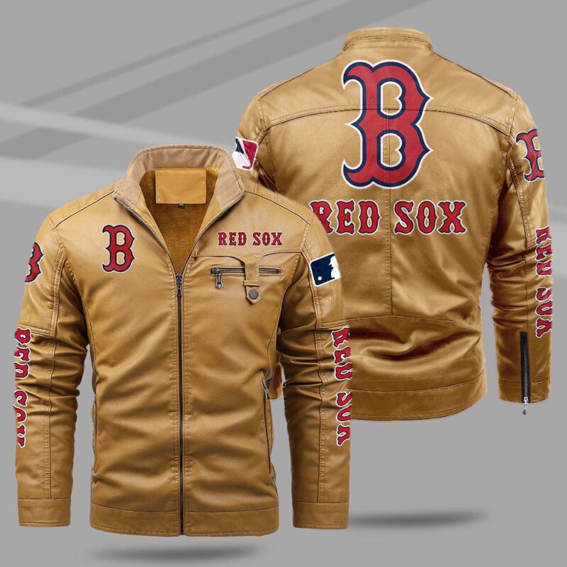 Boston Red Sox Fleece Leather Jacket CFLJ041 1