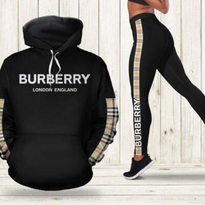 Burberry Black Hoodie Legging Set Luxury For Women