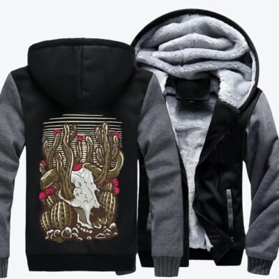 Cactus Blossoms On Sheep Bones Cactus Fleece Zip Hoodie Jacket 2