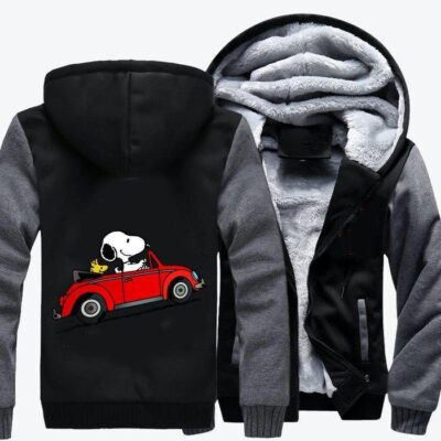 Car Snoopy Snoopy Fleece Zip Hoodie Jacket 2