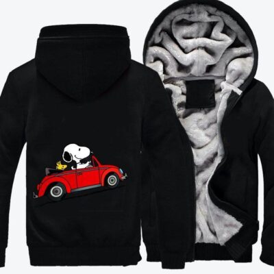 Car Snoopy Snoopy Fleece Zip Hoodie Jacket 3