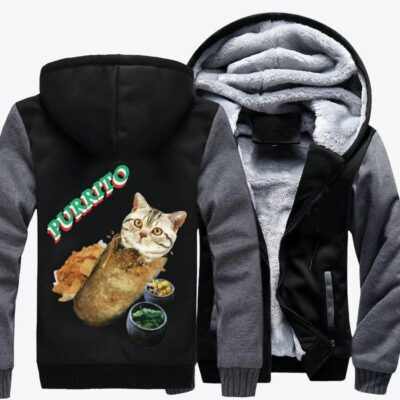Cat In A Burrito Cat Fleece Zip Hoodie Jacket 2