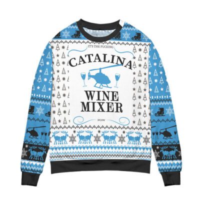 Catalina Wine Mixer Reindeer Snowflake Pattern Ugly Christmas Sweater 1