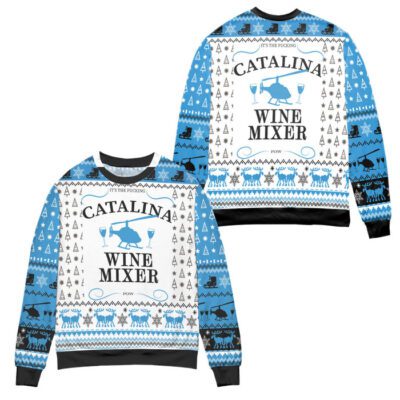 Catalina Wine Mixer Reindeer Snowflake Pattern Ugly Christmas Sweater