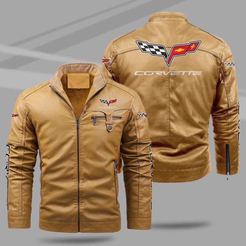 Chevrolet Corvette Fleece Leather Jacket TFLJ007 1