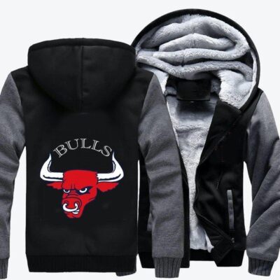Chicago Bulls Basketball Fleece Zip Hoodie Jacket 2
