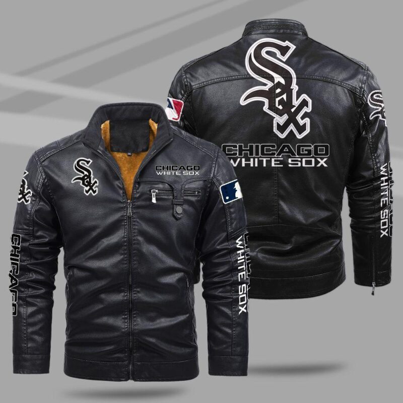 Chicago White Sox Fleece Leather Jacket CFLJ039 1