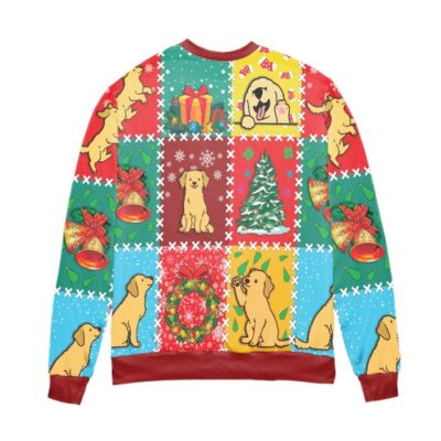 Christmas Holiday With Golden Retriever Ugly Christmas Sweater 1