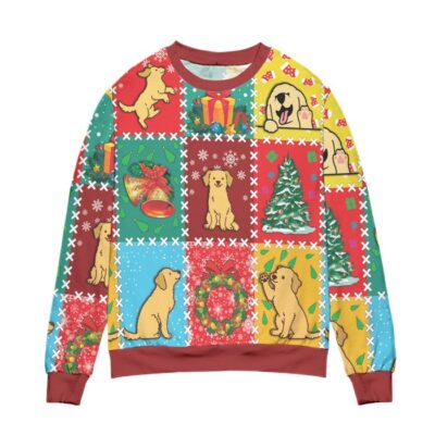 Christmas Holiday With Golden Retriever Ugly Christmas Sweater 2