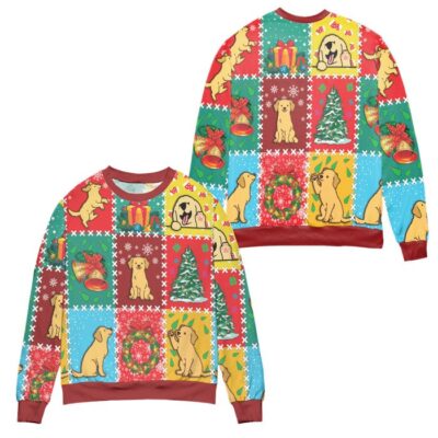 Christmas Holiday With Golden Retriever Ugly Christmas Sweater