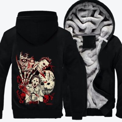 Clas Sick Slashers Horror Film Fleece Zip Hoodie Jacket 3