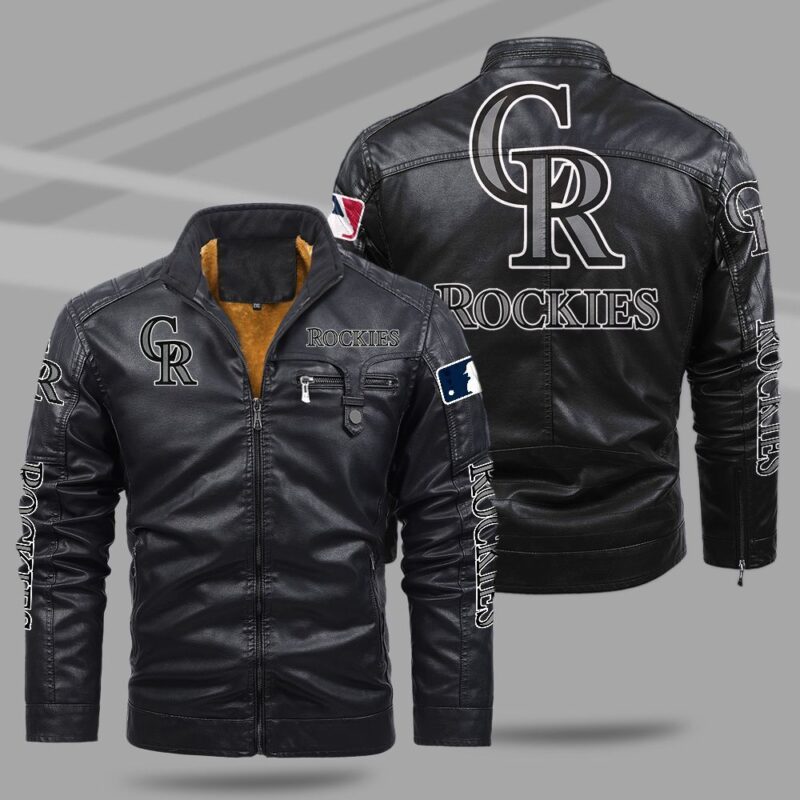 Colorado Rockies Fleece Leather Jacket CFLJ036 1