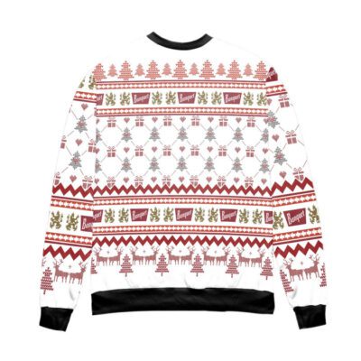 Coors Light Reindeer & Pine Tree Pattern Ugly Christmas Sweater - White 1 Coors Light Reindeer Pine Tree Pattern Ugly Christmas Sweater White 1