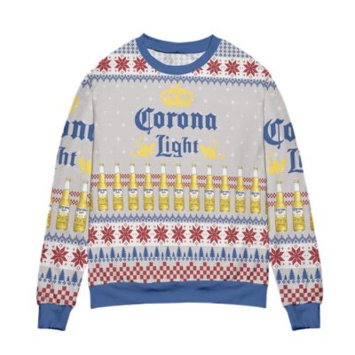 Corona Light Beer Snowflake Pattern Ugly Christmas Sweater 1 Corona Light Beer Snowflake Pattern Ugly Christmas Sweater 1