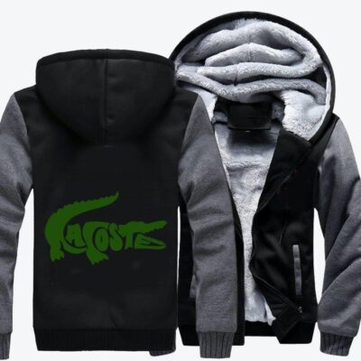 Crocodile Logo From France Logo Parody Fleece Zip Hoodie Jacket 2