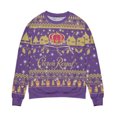 Crown Royal Canadian Whisky Snowflake Ugly Christmas Sweater - Purple 1 Crown Royal Canadian Whisky Snowflake Ugly Christmas Sweater Purple 1