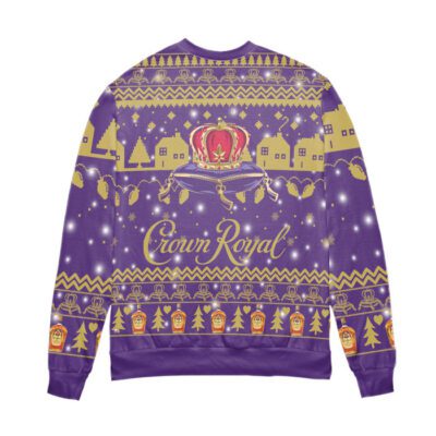 Crown Royal Canadian Whisky Snowflake Ugly Christmas Sweater - Purple 2 Crown Royal Canadian Whisky Snowflake Ugly Christmas Sweater Purple 2