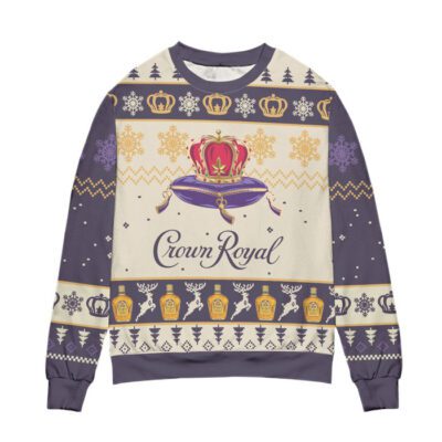 Crown Royal Logo Snowflakes Ugly Christmas Sweater 1 Crown Royal Logo Snowflakes Ugly Christmas Sweater 1