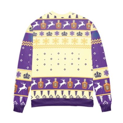 Crown Royal Logo Snowflakes Ugly Christmas Sweater - Purple Beige 2 Crown Royal Logo Snowflakes Ugly Christmas Sweater Purple Beige 2