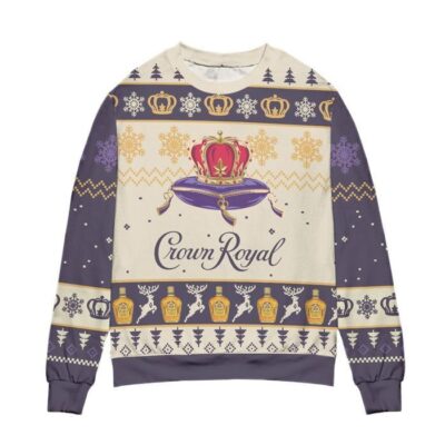 Crown Royal Reindeer & Snowflake Pattern Ugly Christmas Sweater 1 Crown Royal Reindeer Snowflake Pattern Ugly Christmas Sweater 1