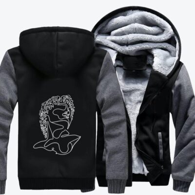 Davids Line Outline Sculpture Fleece Zip Hoodie Jacket 2