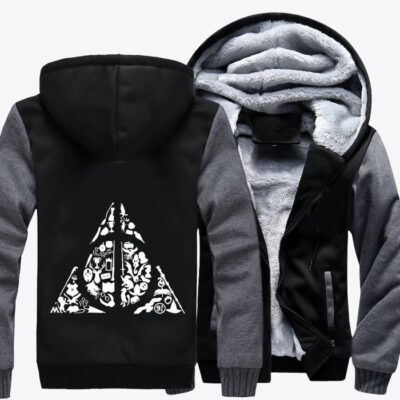 Deconstructed Hallows Harry Potter Fleece Zip Hoodie Jacket 2