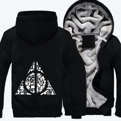 Deconstructed Hallows Harry Potter Fleece Zip Hoodie Jacket 3