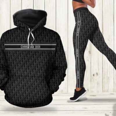 Dior Black Hoodie Legging Set Luxury For Women