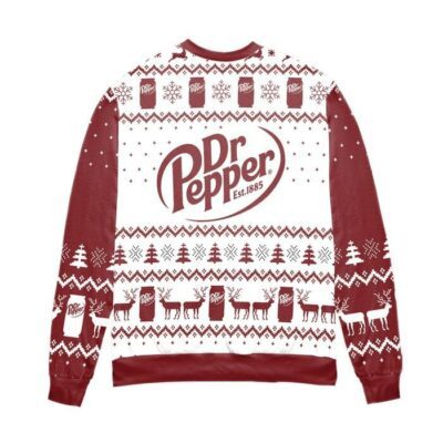 Dr Pepper Soda Logo Snowflakes Pattern Ugly Christmas Sweater 2