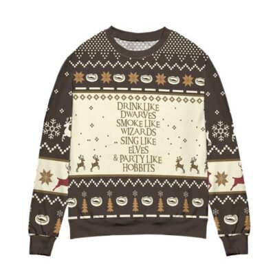 Drink Like Dwarves Smoke Like Wizards Ugly Christmas Sweater 1