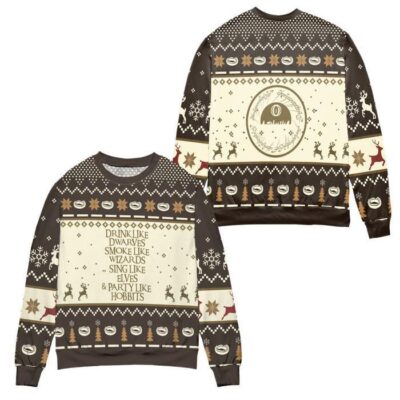 Drink Like Dwarves Smoke Like Wizards Ugly Christmas Sweater