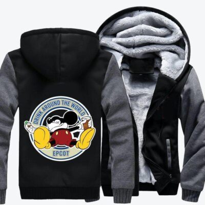 Drunk Mickey Beer Fleece Zip Hoodie Jacket 2